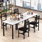 AWQM 3 Piece Dining Table, Small Kitchen Table Set for 2 with Chairs(White) | Wood Breakfast Nook Table and Upholstered Chairs Set of 2,Dinette Set for Small Space,Dining Room,Office, Apartment.
