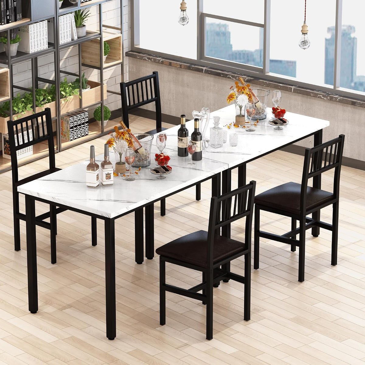 AWQM 3 Piece Dining Table, Small Kitchen Table Set for 2 with Chairs(White) | Wood Breakfast Nook Table and Upholstered Chairs Set of 2,Dinette Set for Small Space,Dining Room,Office, Apartment.