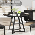 knoworld 47" Round Dining Table for 4, Kitchen Tables Dining Room Circle Dinner Table with Pedestal Metal Frame, Space Saving Wood Industrial Kitchen & Dining Room Tables, Black 47In