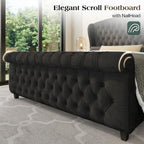 LUXOAK King Size Upholstered Sleigh Bed Frame with Tufted Headboard