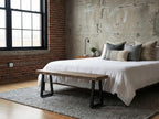 Rustic Revival Reclaimed Barnwood Bench, Solid Wood with Metal Base, Modern Farmhouse Style, 2-Inch Thick Top, for Entryway, Bedroom, Living Room (48x12)
