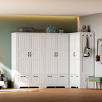 ANCTOR 71" Wooden Armoire Wardrobe Closet with 2 Drawers & Hanging Rod | Freestanding Clothing Storage Cabinet with 2 Doors and Shelves, White