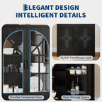 IDEALHOUSE 71.9" Tall Storage Cabinet with 30mm Thickened Board, Tempered Glass Doors & Anti-Tipping Kit, Pantry Storage Cabinet for Kitchen, Dining Room, Living Room