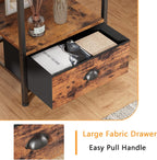 Furologee Rustic Brown Industrial Style Nightstand with Drawer, 15.7" L x 15.7" W x 21.7" H