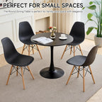 23.6" Small Round Dining Table for 2 4, [Sturdy Metal Tulip Base] Black Modern Circle Kitchen Table, Space Saving, for Dining Room Apartment Office