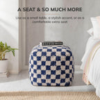 Anji Mountain Artisan Crafted Cotton Blend Pouf Ottoman | Versatile Floor Seating & Footstool for Living Room | Modern Boho Home Décor Accent | Filled Pouffe | Soft & Fluffy Ottoman Pouf, Lightweight, Decorative Floor Pouf Seating for Bedroom & Home