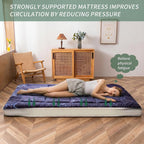 MAXYOYO Futon Mattress, Japanese Floor Mattress Folding Sleeping Pad | Black Moon and Star Quilted Mattress Topper, Extra Thick Breathable Floor Lounger Guest Couch for Camping, Queen