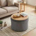 ONBRILL 24" Round Ottoman Coffee Table, Storage Ottoman with Lift-Off Lid | Large Size, Sturdy Steel Frame, 15.4" Height Foot Stool（Better for Low-Profile Sofa), Extra Seat, Entryway Shoe Bench
