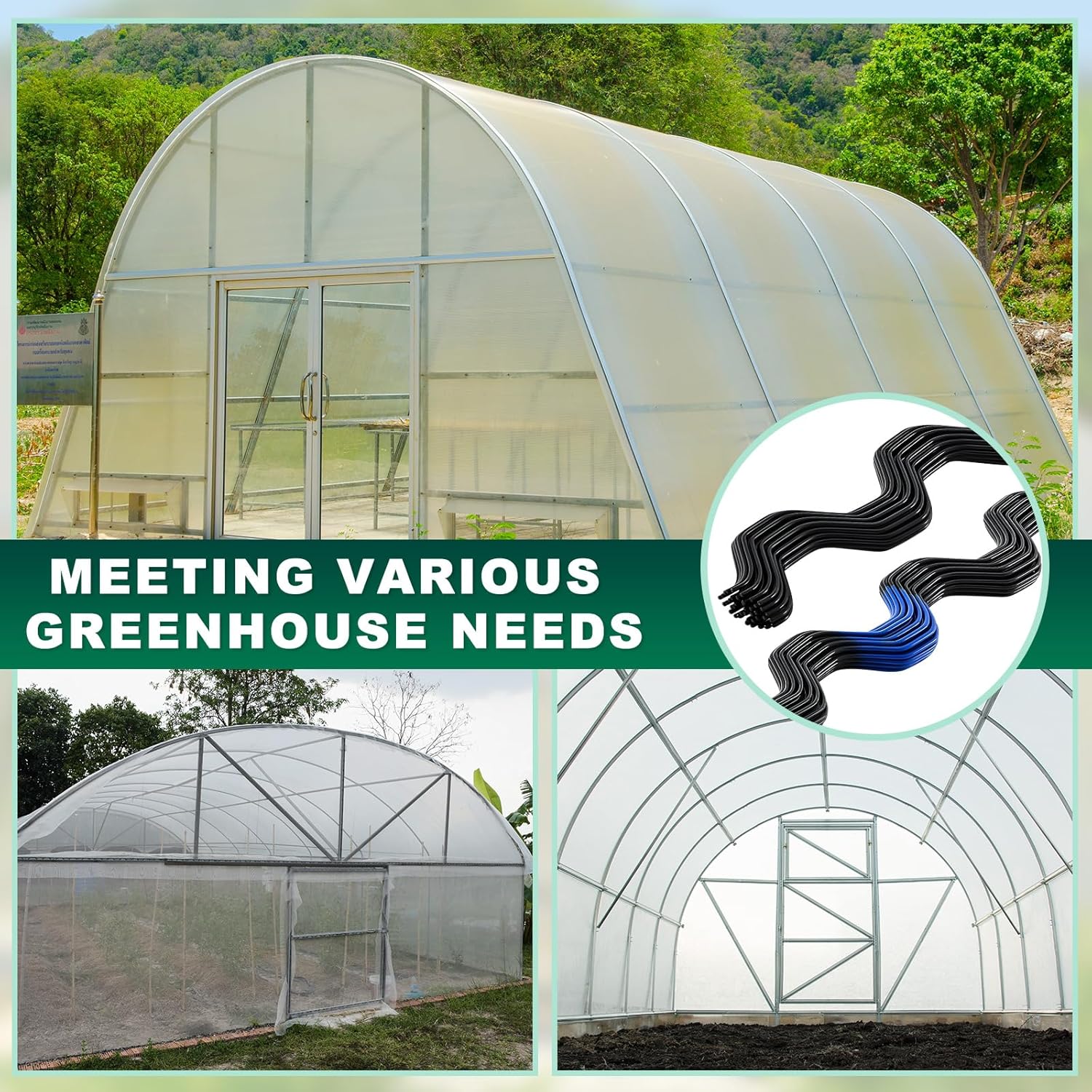 40 Pcs 6.6 ft PVC Coated Greenhouse Swing Spring Wire Greenhouse Spring Lock Wire for Fix Attachment Plastic Poly Film and Shade Cloth