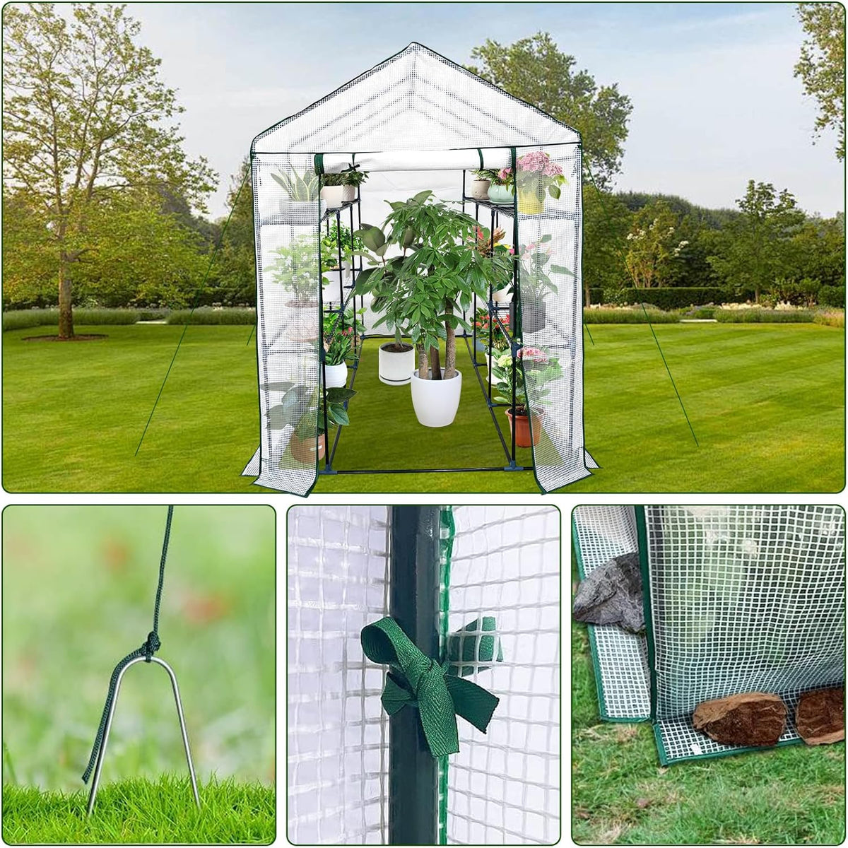 Greenhouse for Outdoors,Walk in 3-Tier 9 Shelves Green House w/ Roll-Up Zippered Door Anchors and Ropes,Waterproof & UV Protected Plant Garden Hot House for Garden Patio Backyard,57 x 85 x 76''