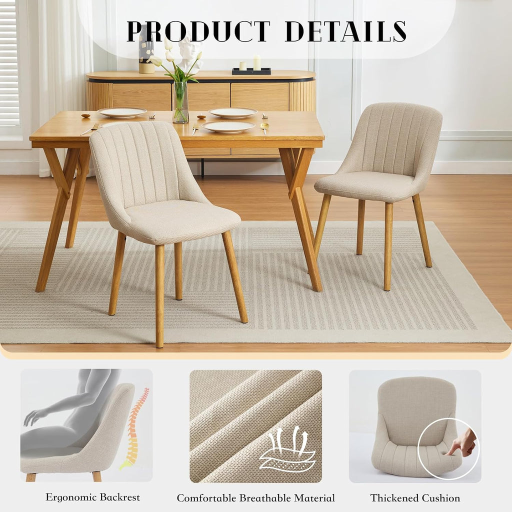 GarveeHome Dining Chairs Set of 2,Modern Upholstered Kitchen Chairs with Ergonomic Back Support,300lbs Capacity Dining Chairs with Oak Legs for Dining Room Home Restaurant