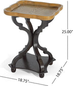 Christopher Knight Home Eudora 25" Small End Table, Hourglass Design Accent Table with Lipped Tabletop, French Country Furniture, Wooden Small Coffee Table, Living Room Side Table, Black + Natural