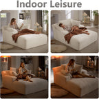HRVEOCEI 67" Chaise Lounge Indoor, Oversized Chaise Lounge Chair with 3 Comfy Pillows for Living Room Bedroom, Wide Arms Corduroy Fabric High-Density Foam No Assembly Required (White)