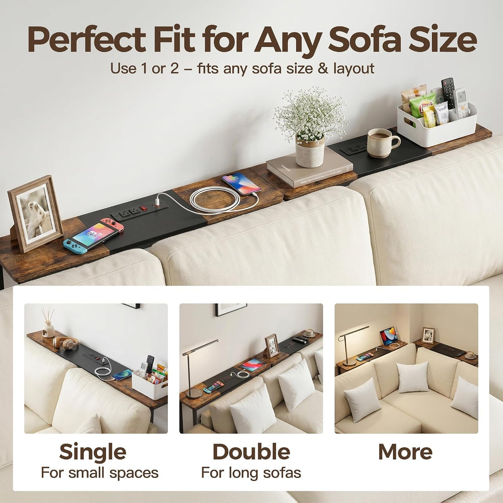 8.6" Narrow Console Table Behind Couch, 39.7” L x 32.3” H, Slim Sofa Table with Fast Charging Station for Small Spaces, Skinny Entryway & Hallway Table, Easy Assembly