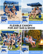 HOPERAN Double Camping Chair with Canopy, Heavy Duty 660lbs Double Beach Chair with Umbrella, Cooler & Cup Holder, Oversized Folding loveseat with Shade for Outside Sports, Beach, Lawn, Fishing