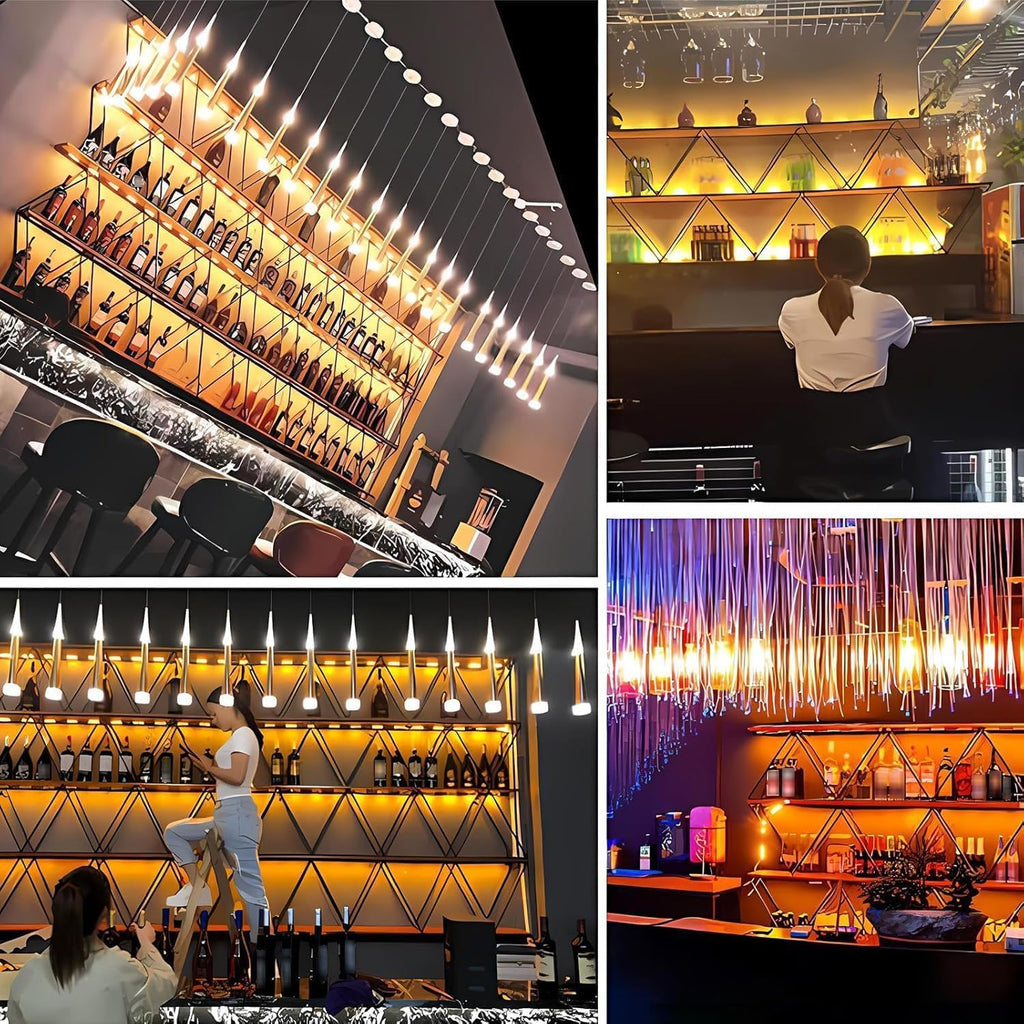 Wood Wine Rack Wall Mounted, Floating Bar Liquor Bottles Storage Rack, 3-Tier Industrial Metal Wine Glass Holder, Wall Wine Shelves for Home Bar, Dining Room (180cm/70.9in)