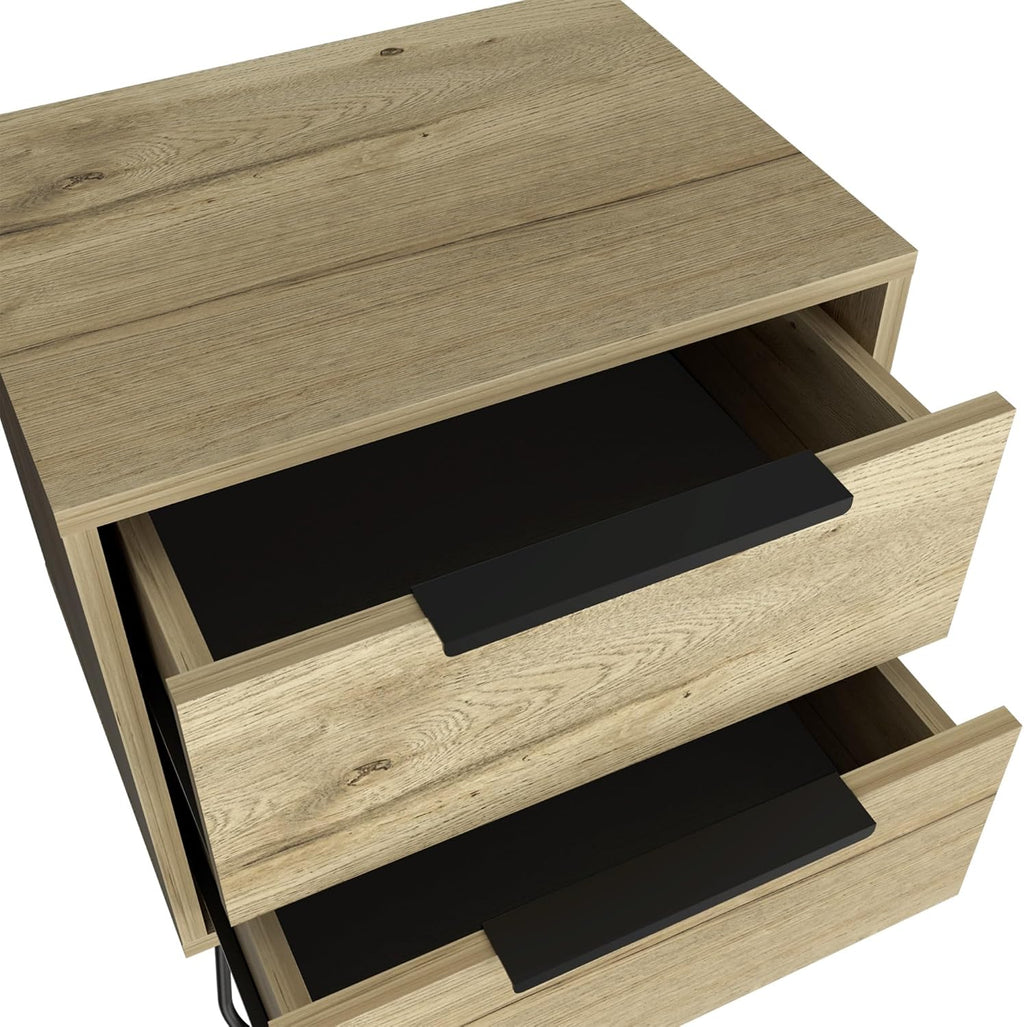 Nightstand,Two Drawers, Hairpin Legs,for Small Spaces