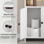 Homhedy Small Bathroom Storage Cabinet, Toilet Paper Storage Cabinet | Bathroom Floor Cabinet with Doors and Shelves, Bathroom Organizers for Small Spaces, 7.9" D x 14.6" W x 31" H, White