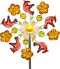 Solar Wind Spinners Outdoors for Yard and Garden - 40 Inch Metal Wind Sculpture, Outdoor Kinetic Windmill with Multi-Color Led Lights for Patio, Lawn & Garden Decoration (Magpie)