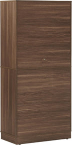 Crosley Furniture Naomi Modern Reeded Kitchen Pantry Storage Cabinet, Dining, Laundry Room, Bathroom, Walnut