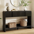 AMERLIFE 45" Fluted Entryway Console Table with 2 Drawers and Open Shelf | Modern Entryway Table with Rounded Edges, Wood Sofa Table for Hallway, Foyer, Behind Couch, Living Room, Black