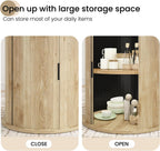 43.3'' Round Dining Table with Hidden Storage Space, Wooden Circle Kitchen Dinner Table for Dining Room Living Room, Easy Assembly, Natural