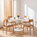 42" Tulip Table for 4-6 Persons Modern Round Dining Room Table, Mid-Century Modern White Small Kitchen Table with MDF Wooden Top, Leisure Coffee Table for Living Room, Dining Room, Office