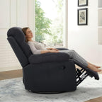 Rocking Recliner Chair,Modern Swivel Glider Recliner Chair,Corduroy Fabric Upholstery Recliner,Manual Reclining Sofa Chair for Living Room,Office,Apartment (Dark Grey)