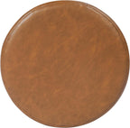 Spatial Order Upholstered Faux Leather Round Ottoman (No Lid, Seat Only) | Spatial Order Home Décor | Foot Rest Pouf – Camel Brown