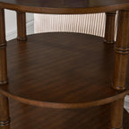 Round End Table with Storage Shelf, 19.7" High Sofa Side Table- with Bamboo Design, 3-Tier Beside Tables, Modern Telephone Tables- for Living Room, Corner, No-Tools Assembly, Walnut YBZ-D4166-LWA