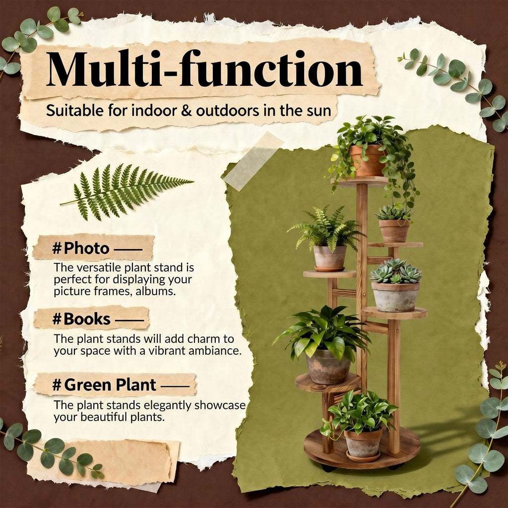 GEEBOBO 5 Tiered Tall Plant Stand for Indoor