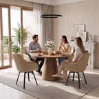 TUKAILAi Swivel Dining Chairs Set of 4, Faux Leather Dining Chairs with Arms & Metal Legs, Upholstered Mid Century Rotatable Kitchen Chairs for Living Room Bedroom Kitchen Restaurant (Cream)