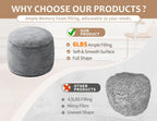 WSOFRLAC Round Pouf Ottoman, Small Poofy Ottoman, Foot Stools Ottomans, Foot Rest for Couch, Furry Poufs for LivingRoom, Hassocks and Ottomans Soft for Chair, Memory Foam Filling-Dark Grey 20x15