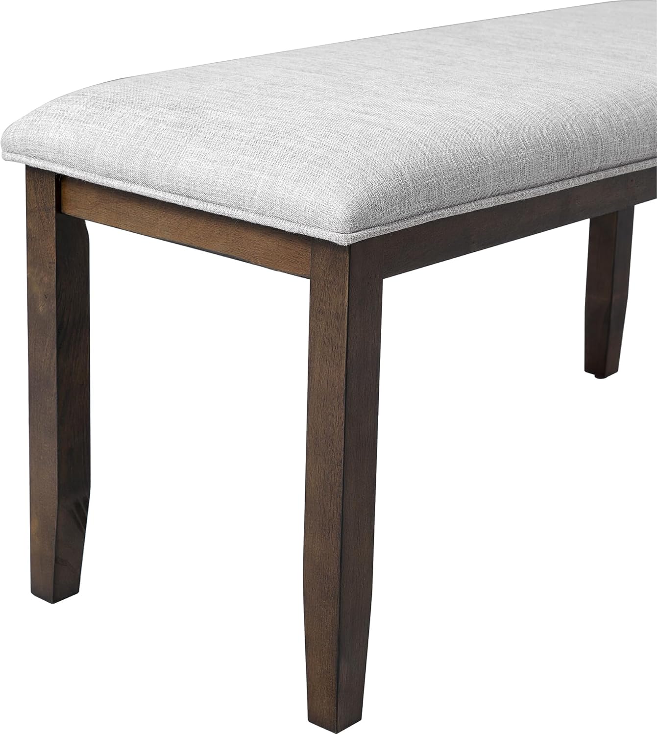 38-inch Small Upholstered Dining Bench, Vintage Wooden Bench Indoor, Entry Way Bench with Cushion, Farmhouse Rectangular Ottoman for Kitchen Bedroom End of Bed and Hallway (Beige+Brown)