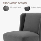 KISLOT Dining Chairs with Casters No Assembly Upholstered Wingback Single Sofa Armless Deskchair for Bedroom Waiting Room Kitchen Diningroom