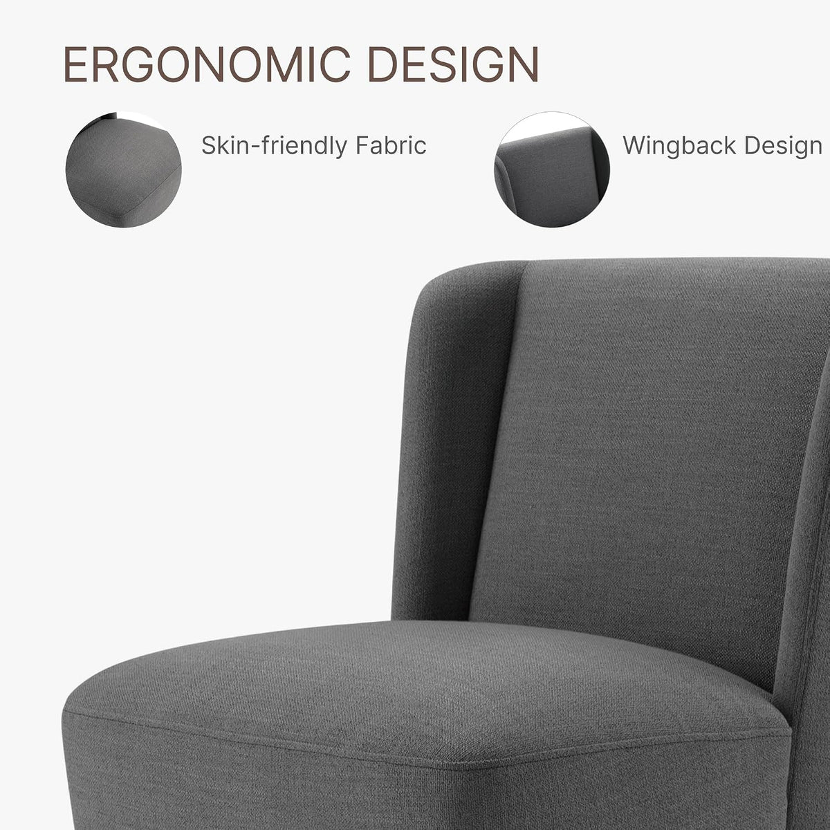 KISLOT Dining Chairs with Casters No Assembly Upholstered Wingback Single Sofa Armless Deskchair for Bedroom Waiting Room Kitchen Diningroom