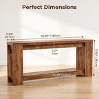 70.9" Rustic Farmhouse Console Sofa Table - Heavy Duty MDF Entryway Table with 2-Tier Storage, Narrow Long Table for Behind Couch, Brown