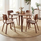 Giantex 37.5" Round Dining Table for 4, Wooden Kitchen Table with Solid Rubber Wood Legs, Circle Dinner Table for Dinette, Living Room, Dorm, Home Office (Walnut)