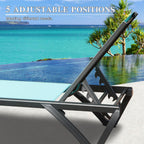 Domi Aluminum Pool Lounge Chair Outdoor Set of 2 Chaise Lounge Outdoor | Side Table, Wheels, Adjustable, Textilene, Turquoise Blue, All Weather, Poolside, Backyard, Patio, Deck, Outside