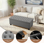 50" Storage Ottoman Bench, Rectangular End of Storage Bench, Upholstered Large Fabric Tufted Ottoman with Storage for Living Room, Bedroom, Entryway,Dark Gray