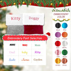 Custom Pet Christmas Stocking: Large Personalized Embroidered Name Stocking for Dogs Cats Pets, Paw Shape Xmas Stocking Fireplace Hanging Stockings Family Holiday Stockings (1 pcs)