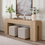 Extra Long 79" Light Oak Wood Console Table for Entryway, Farmhouse Sofa Table Behind Couch, Large Rectangular Accent Table with Double Base for Living Room Hallway Foyer