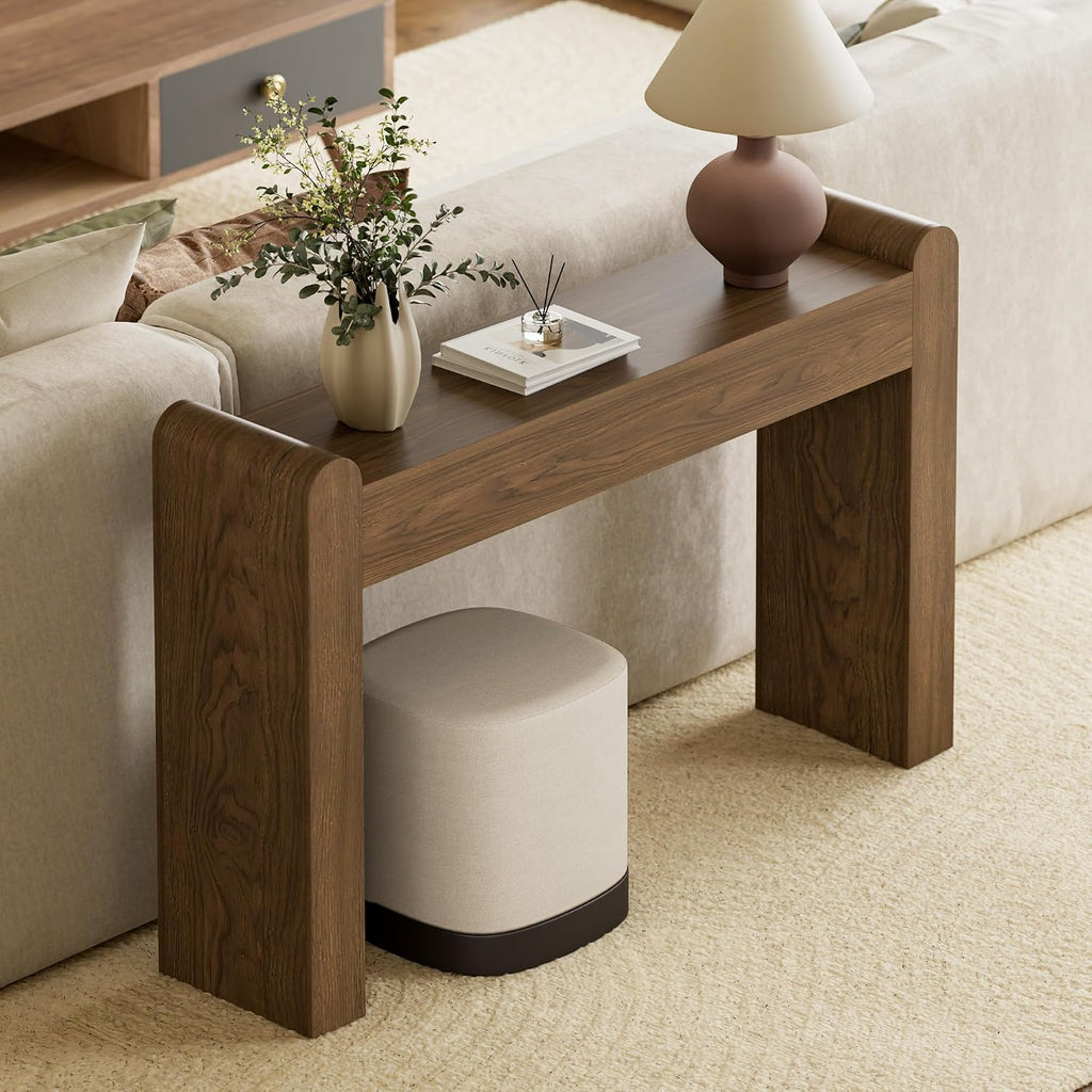 Lulive Arc Entryway Table, 47 Inch Curved Console Table for Hallway | Rounded edges and fluted texture soften narrow spaces; 11.8"D profile fits entryway, hallway, living room or behind sofa.