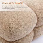 Zesthouse Square Pouf Ottomans Set of 2, Modern Vanity Chair for Bedroom | Sherpa Fabric Foot Rest for Couch, Upholstered Tufted Footstool, Poofy Ottoman Seat for Living Room Dorm, Fluffy Ottoman Tan