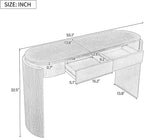 LKTART 55" Sofa Table with Oval Top and 2 Drawers, Entryway Console Table with Fluted Design for Hallway,Foyer,Entry and Living Room (Easy Assembled Espresso)