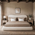 RECCI AirFrame King Upholstered Bed Frame with Camelback Curved Headboard