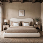 RECCI AirFrame King Upholstered Bed Frame with Camelback Curved Headboard