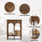 Console Table with Storage Shelf, 28" Retro 2-Tier Entryway Table, Wooden Sofa Table with Roman-Style Legs for Living Room, Hallway, Brown