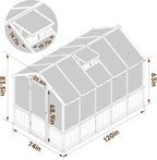 6x10 FT Green House for Outdoor, 6MM Thick Polycarbonate Panel Wooden Walk-in Greenhouse Kit with Lockable Door and Adjustable Roof Vent, Backyard Garden, Light Mocha Brown