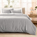 Bare Home 100% Organic Cotton Sateen Duvet Cover Set - 400 Thread Count - Smooth Sateen Weave - Warm & Luxurious - Duvet Cover (King/Cal King, Light Grey)